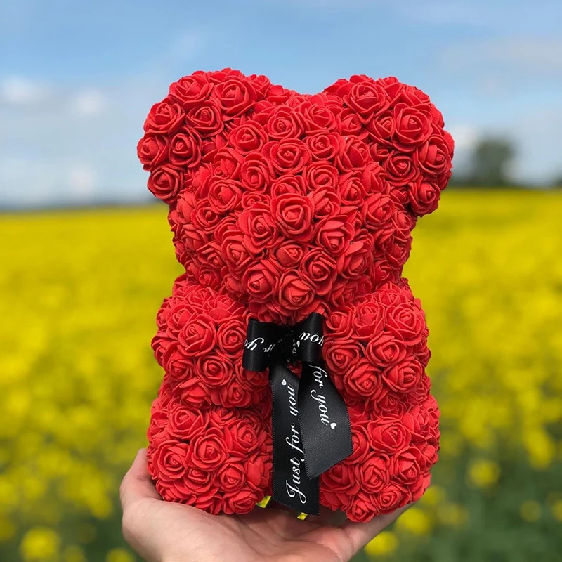 Dropshipping 25cm/40cm Teddy Rose Bear Artificial Flower Rose of Bear Christmas Decoration for Home Valentines Women Gifts