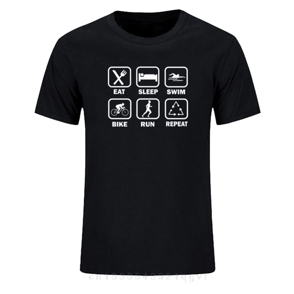 

TShirt Mens Funny Eat Sleep Triathlon T Shirts Men Summer Style Short Sleeve T Shirt O-neck Cool T-shirt Men Tops Tee