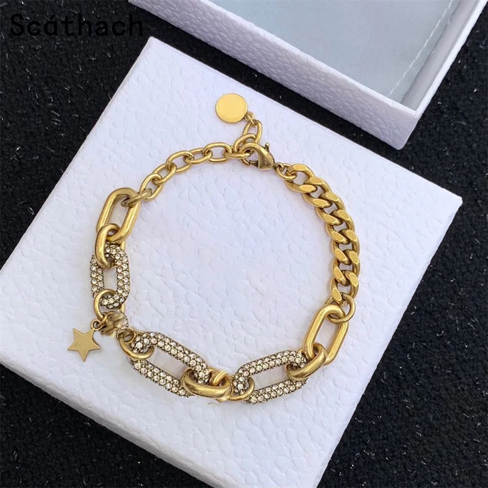 

Модные брендовые ювелирные изделия scagthach с буквами D, браслеты со звездами, Винтажный дизайн с алфавитом, женский браслет в подарок на праздн...