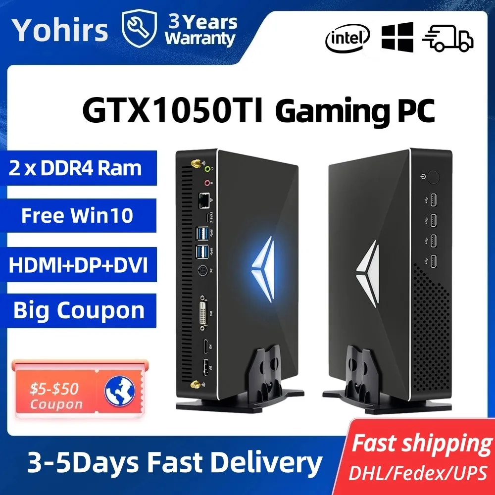 Мини игровой ПК GTX 1050TI 4G Компьютер i9 9900 i7 9700F i4 9400F Windows10 Pro 4 * USB3.0 HD2.0 DP NVME 4K