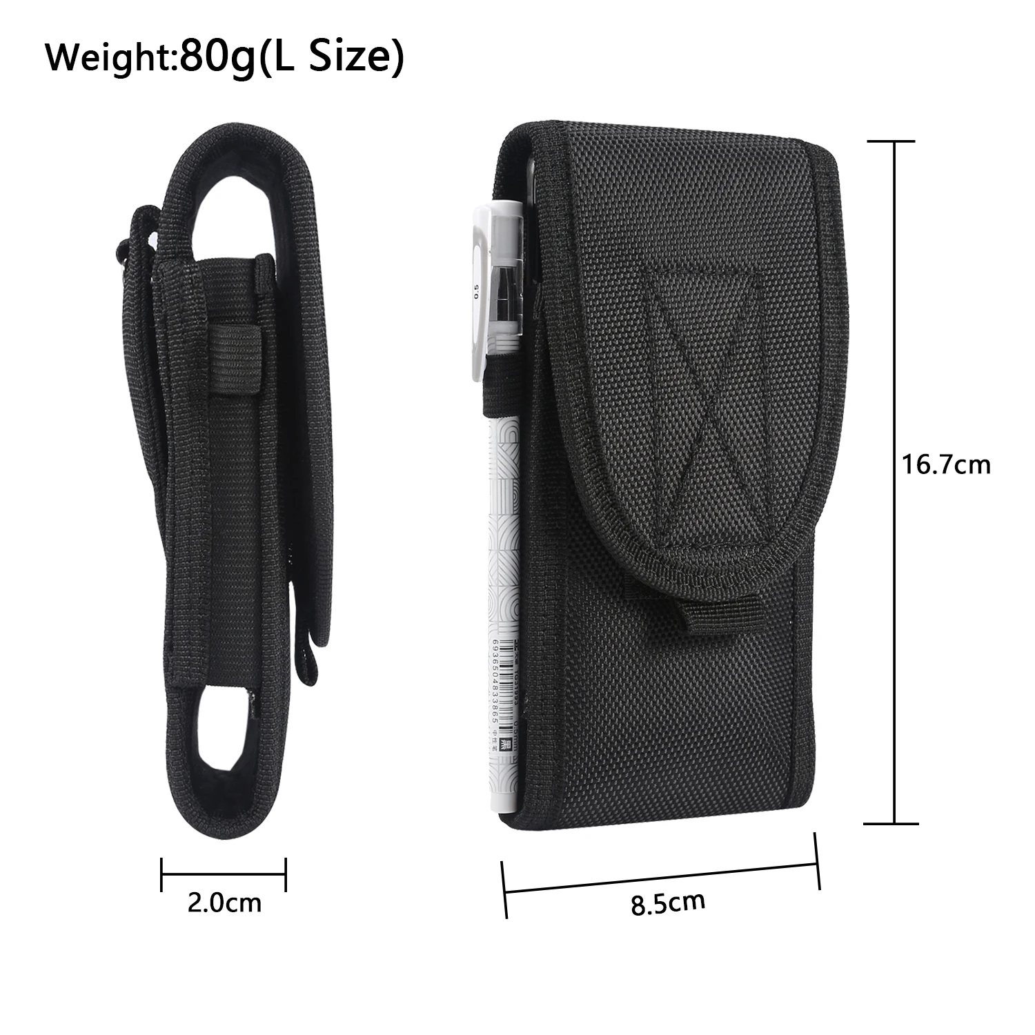 WEFOR Black Army Camo Bag for Mobile Phone Belt Pouch Holster Cover Case Tactical Military Phone Pouch Waist Clip-On Holster Bag