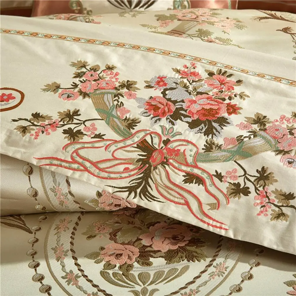 Виктория роскошный Египетский хлопок цветочный Комплект постельного белья 4 шт.