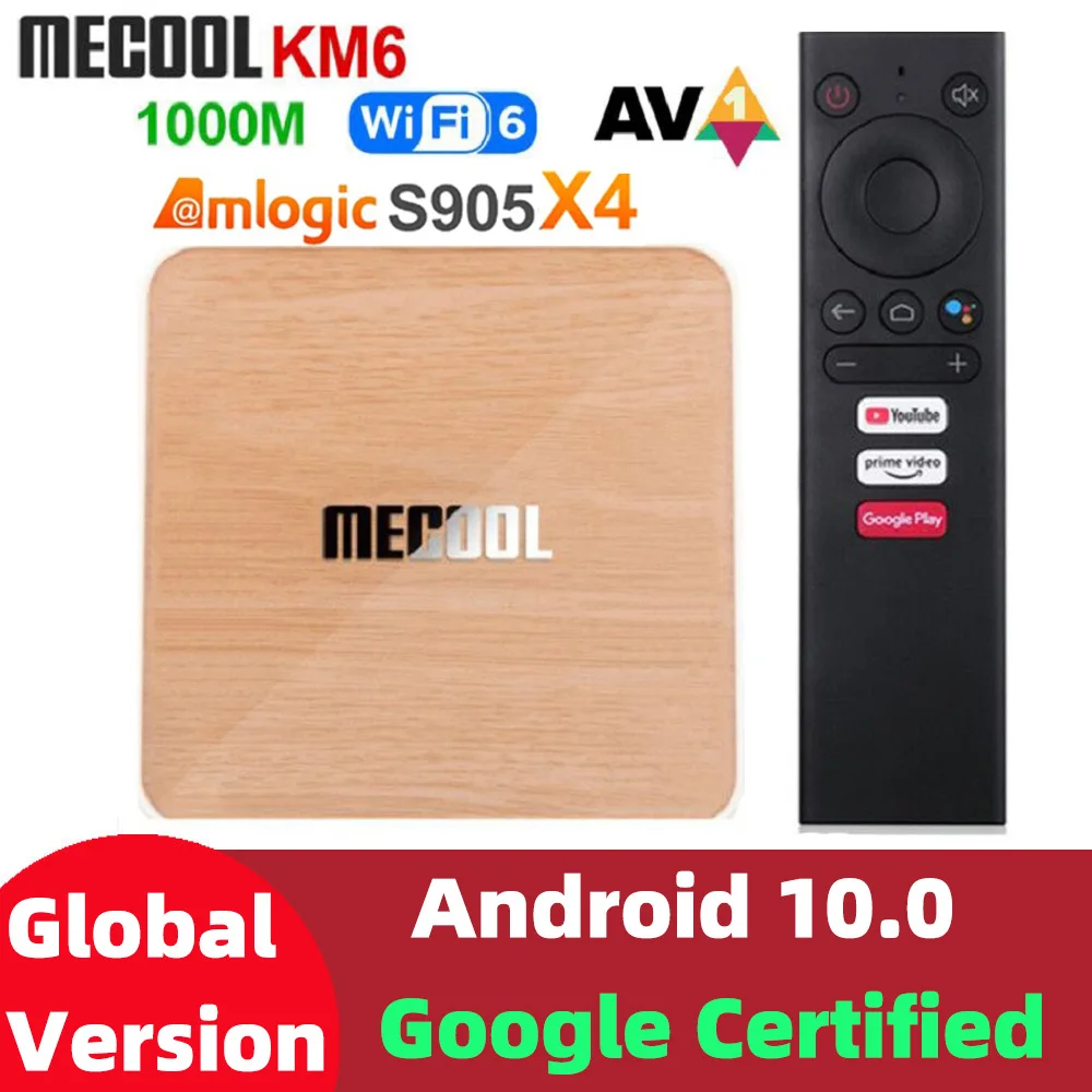 

Mecool KM6 deluxe edition Amlogic S905X4 TV Box Android 10 4GB 64GB Wifi 6 Google Certified Support AV1 BT5.0 1000M Set Top Box