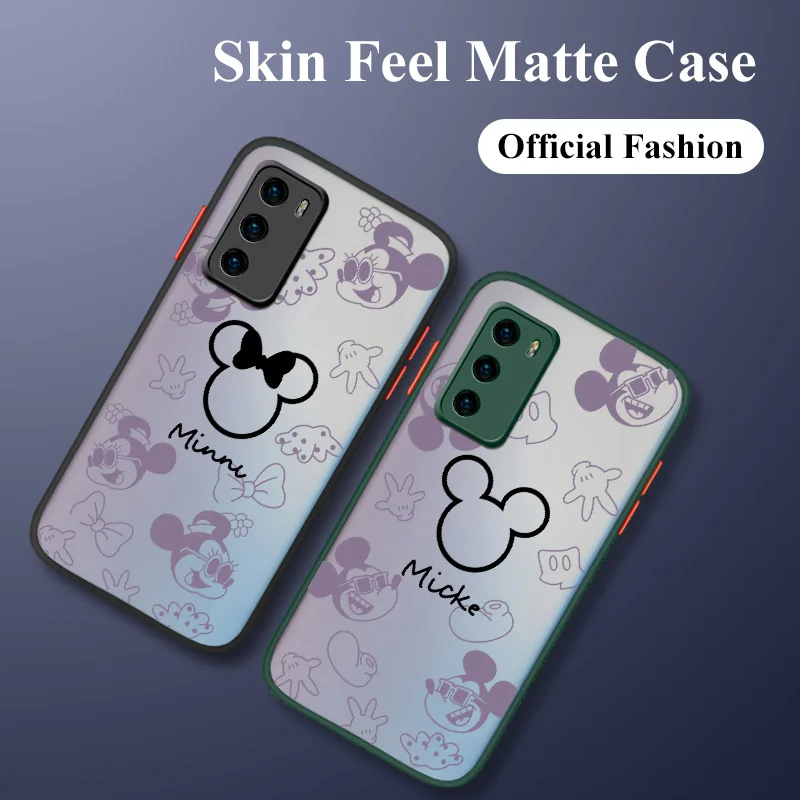 

Line Mouse Liquid Silicone Case For Huawei P40 P50 P30 P20 Pro Lite Mate 40 30 20 Pro Lite Nova 5t Y7A Shockproof Phone Cover