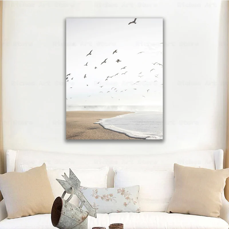 

Nordic Style Seaside Landscape Painting Canvas Wall Art Decoration Posters and Prints Wall Pictures Living Room Home Decoration