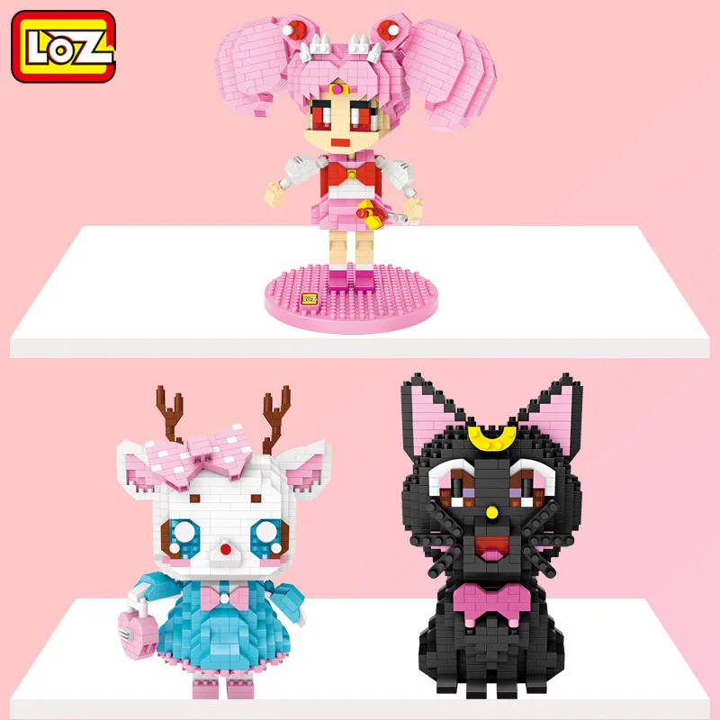 

LOZ Diamond Blocks Cartoon Moon Chibi Japanese Anime Action Figures Luna Cat Building Bricks Diy Character Toys for Children Kid