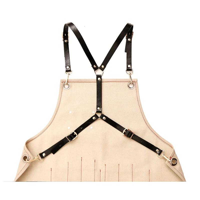 Джинсовый фартук с логотипом на заказ цветочный парикмахерский бариста чайный