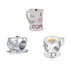 Новый оригинальный колье бусы бисер розовый коричневой эмалью любовь чашка кофе очарование, соответственные Пандоре обаятельные браслеты браслет DIY ювелирные изделия для женщин