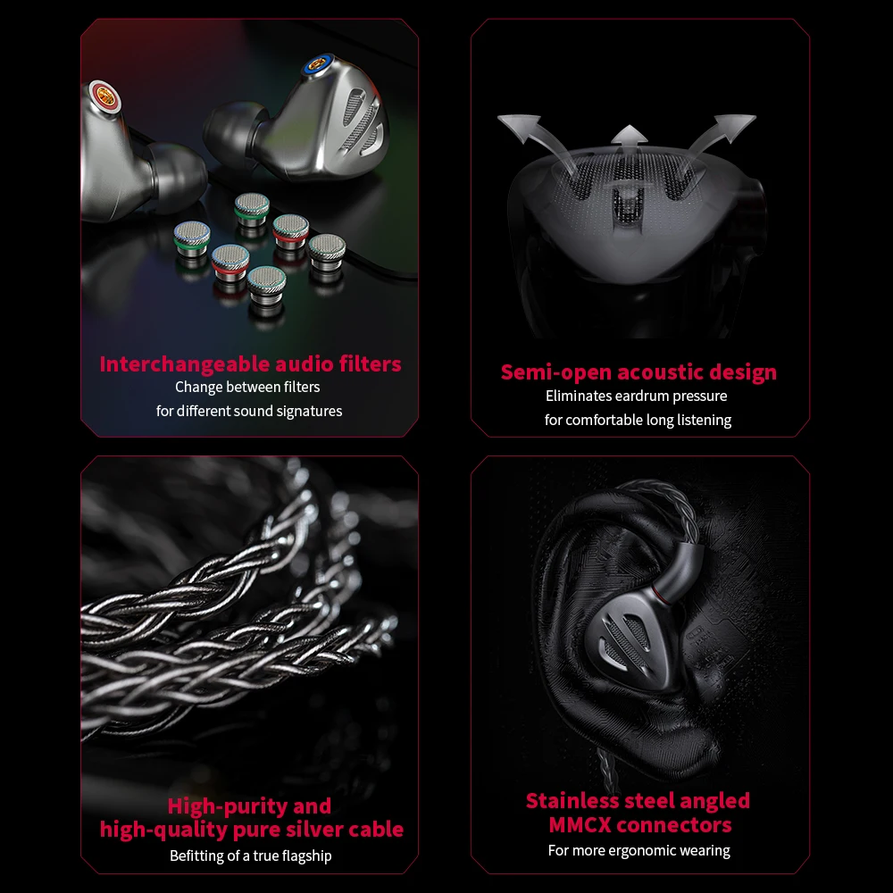 Наушники-вкладыши FiiO FH9 Hi-res 1DD + 6BA Hi-Fi наушники-вкладыши IEM MMCX чистый серебристый