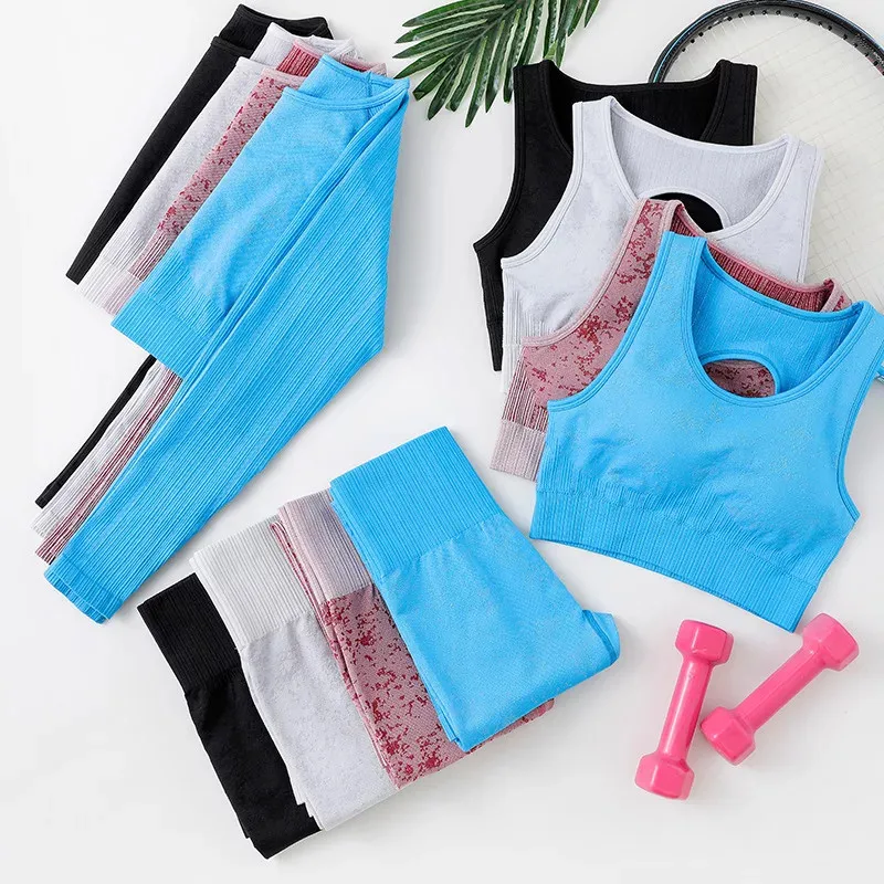 

Женский спортивный костюм для йоги, комплект из 3 предметов, Женская бесшовная спортивная одежда с длинным рукавом, леггинсы для фитнеса, ко...