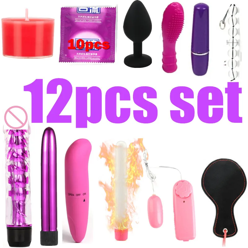 Набор интимных игрушек для женщин 12 шт. наручники и кнут металлическая Анальная