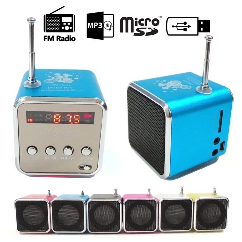 Мини TD-V26 цифровой FM радио Динамик Портативный fm-радиоприемник с ЖК-дисплей