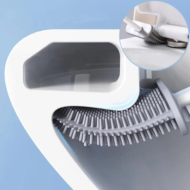 

Toilet Brush Toilet Silicone Brushes Cleaning Gap Household Wall-mounted Latex WC Tool Bathroom Suppliers Hollow-carved Design