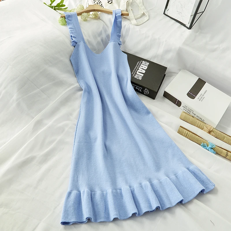 Женское облегающее однотонное платье свитер Повседневное трикотажное на