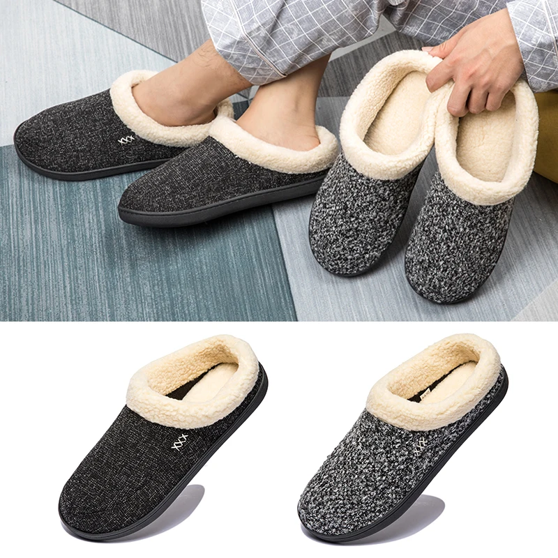 

Тапочки мужские, хлопковые, на толстой нескользящей подошве, теплые, зимние, 2020