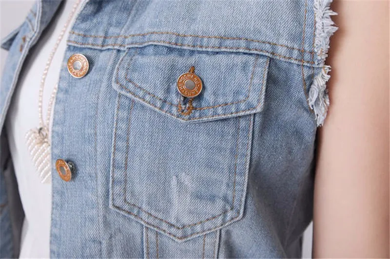 Женская джинсовая куртка без рукавов повседневный винтажный кардиган из денима