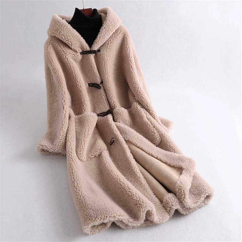 2020 зимнее женское меховое пальто с капюшоном Меховая куртка для стрижки овец