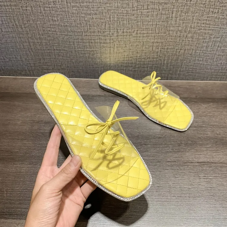 

Sandalias de mujer verano 2021 Женская Тканевая обувь с блестками; Прозрачная обувь для женщин; Модная обувь на плоской подошве