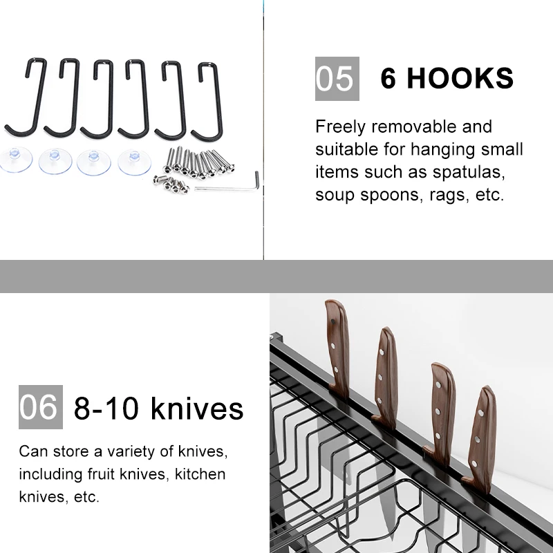 

2 Layer Dish Drainer Kitchen Cutlery Drain Rack Dual Sink Utensils Storage Organizer Rustproof Dishes Plates Organization Shelf