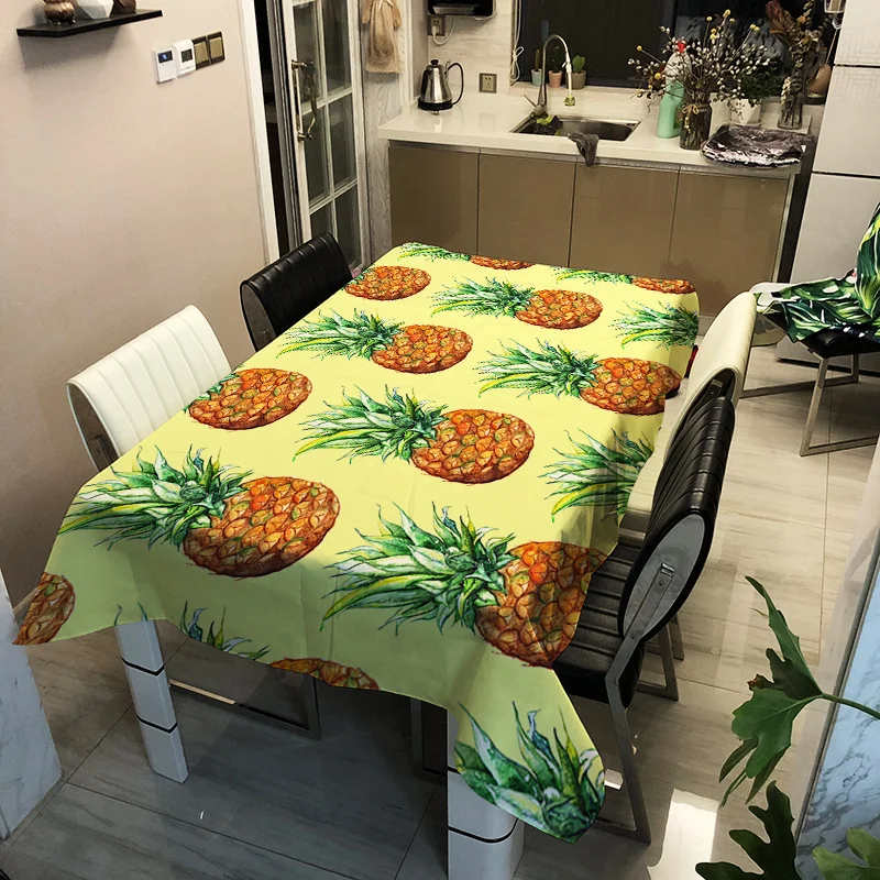 

Color pineapple print pattern washable decorative household waterproof tablecloth