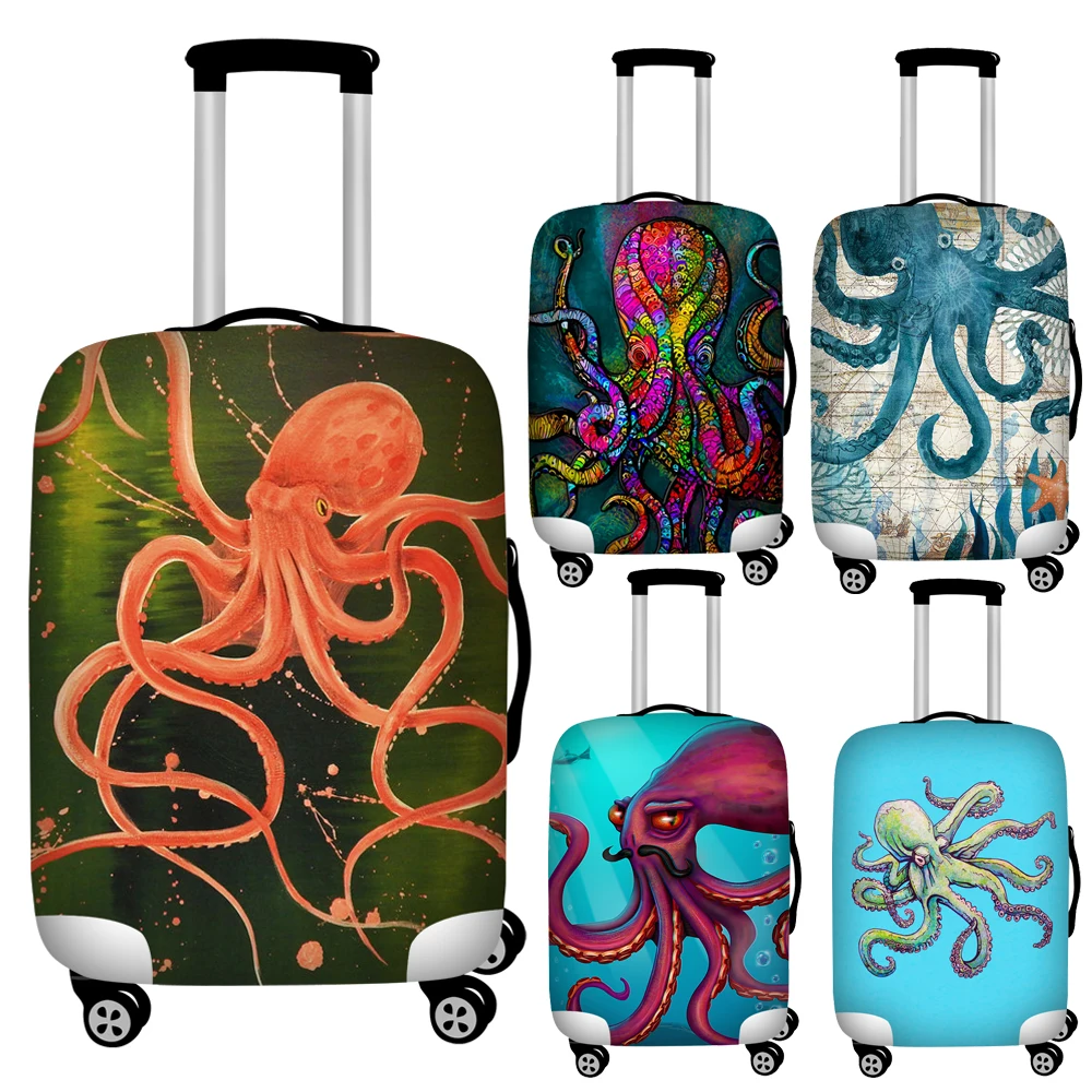 

Ocean Octopus Print Travel Luggage Dust Cover Foldable Protective Suitcase Cover for 18''-32'' Trolley Trunk Case Dustproof