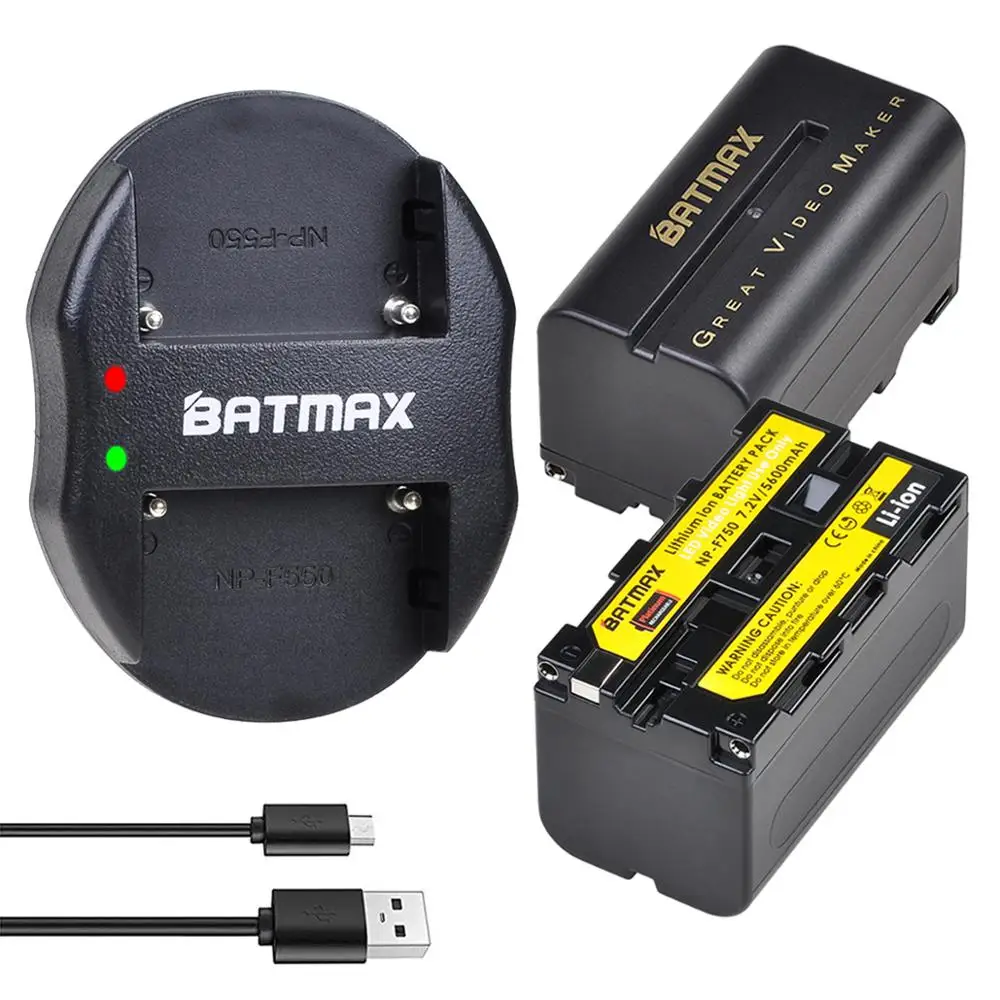 Batmax NP-F750 NP-F770 NPF750 Battery+USB Dual Charger for Yongnuo Godox LED Video Light YN300Air II YN300 III YN600 L132T