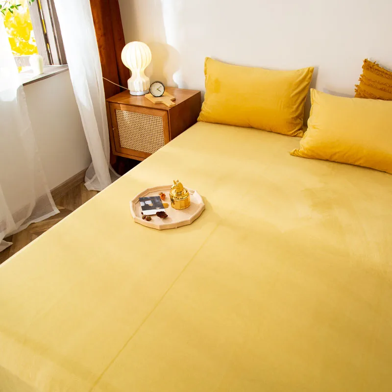 Чистый желтый домашний текстиль бархатная простыня простой стиль коралловый