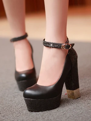 Белый Свадебная обувь Новинка На толстом каблуке свадебные туфли для подружки