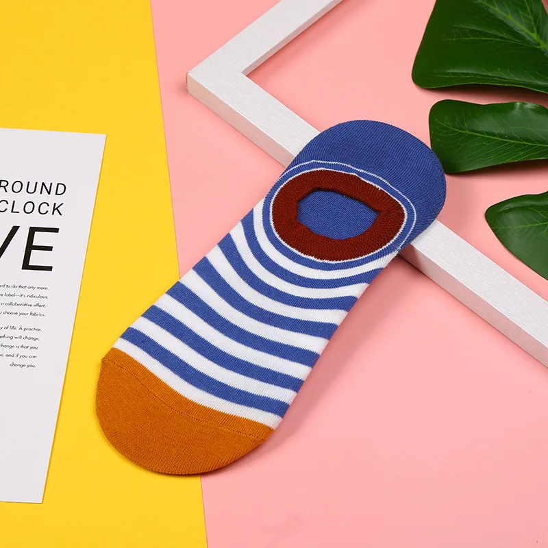 

Unisex Women Socks Happy Kawaii Casual Geometric Stripe Cute Women's Short Funny Socks Summer Thin Invisible Boat Socks Men Fema