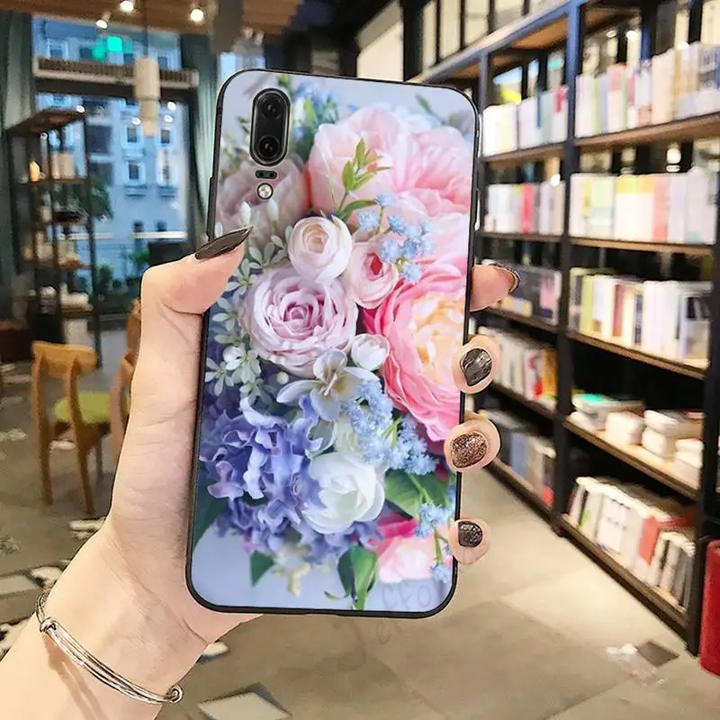 

Flower Pink Purple Peony Rose Phone Case For Huawei honor Mate P 10 20 30 40 Pro 10i 9 10 20 8 x Lite