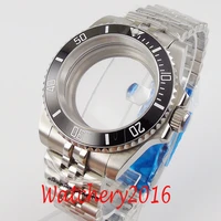 20atm 40mm watch parts black bezel sapphire glass solid watch case jubilee bracelet fit nh35 nh36 movement