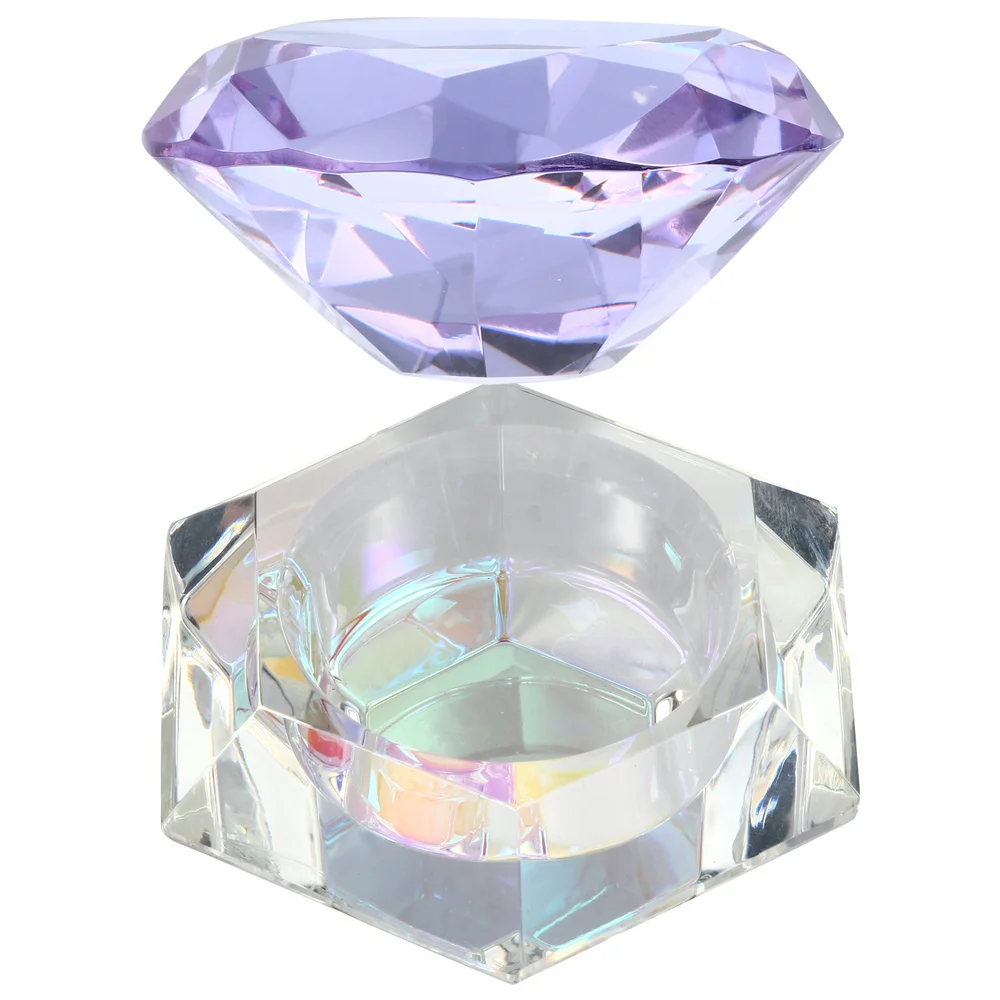 

Crystal Glass Jar With Diamond Shape Lid Leak-proof Nail Polish Cosmetics Bottle