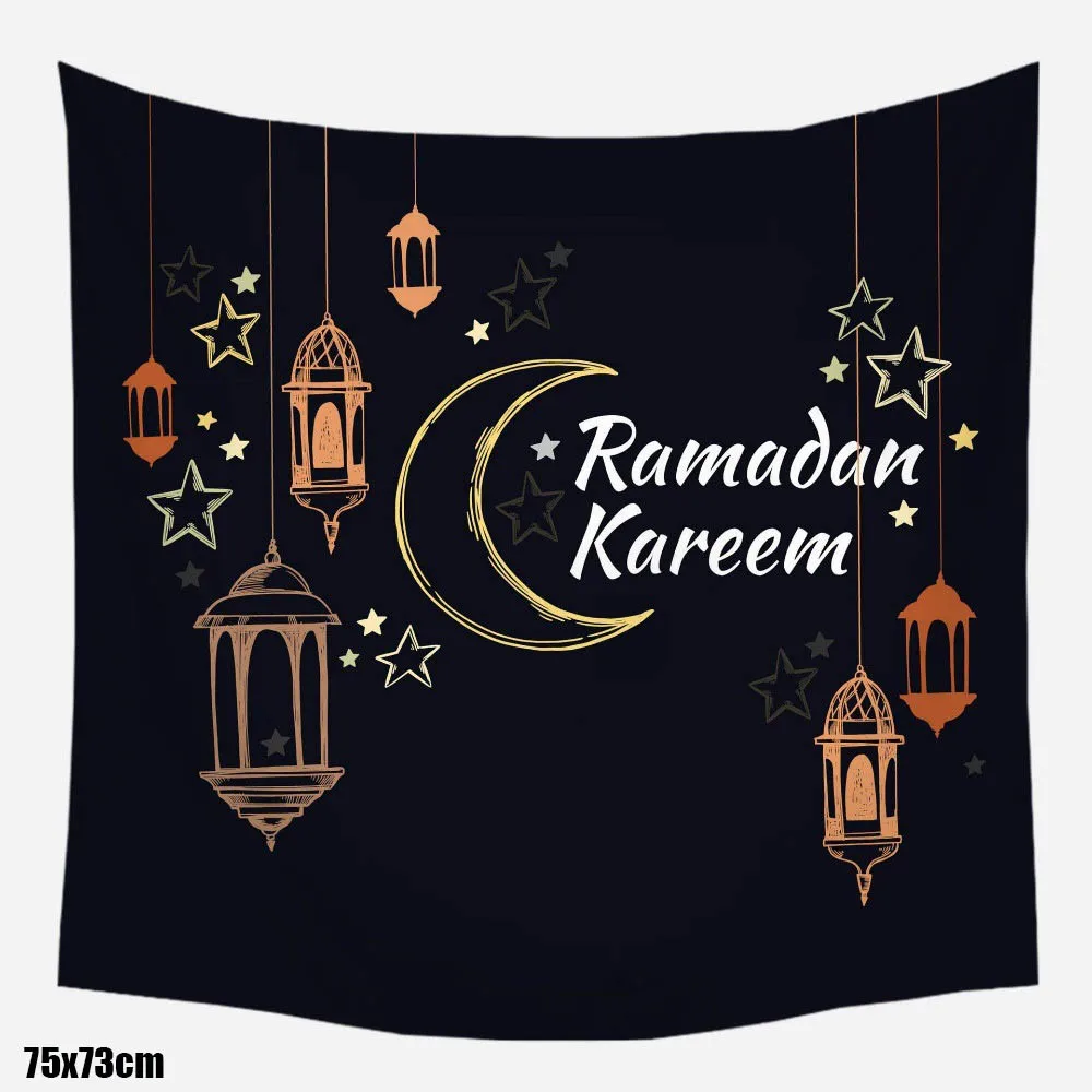 

1Set Eid Mubarak Balloons Background Cloth Tapestry Moon Balloon Happy Ramadan Mubarak Decoration Muslim Festival Party Supplies