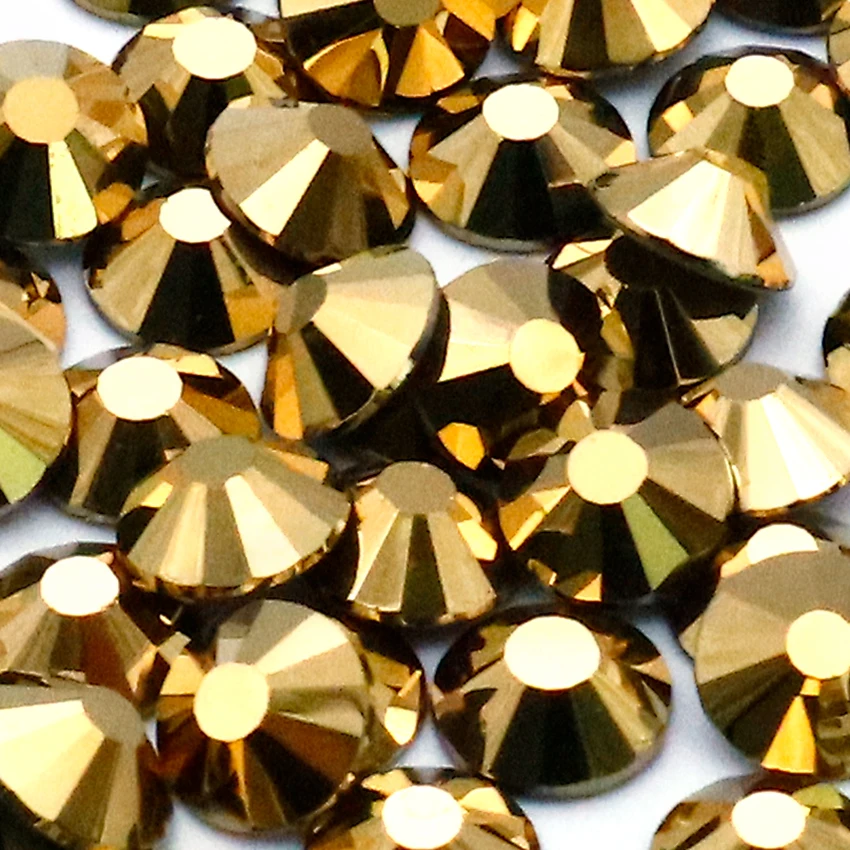 

Mined Gold Loose Non Hot Fix Rhinestones Glue On Glass Strass Metallic Color Nail Handmade Artwork Accessories DIY Decorations