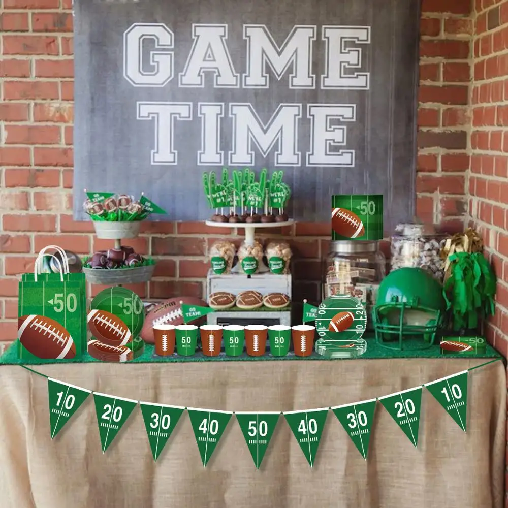 

Football Theme Party Decorations Sports Birthday Disposable Tableware Sets Paper Napkins for Dinner Dissert