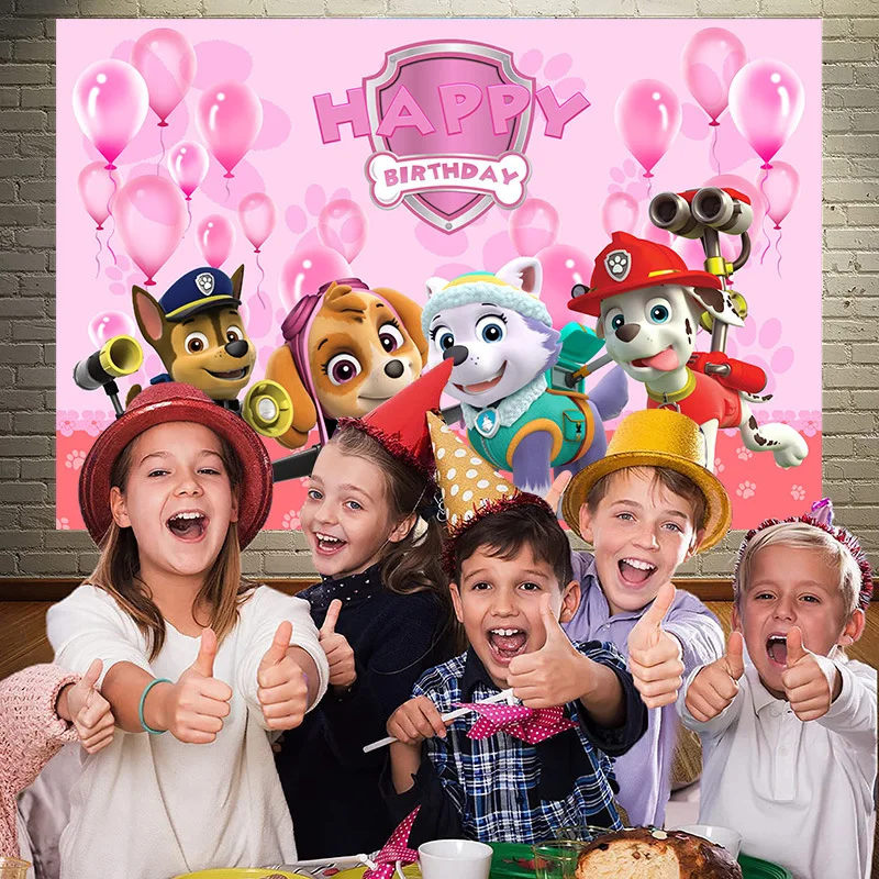 

Pink Paw Patrol Theme Backdrop Room Photography Photo Banner Decoration Birthday Party Background Cloth Holiday Customizabl Gift