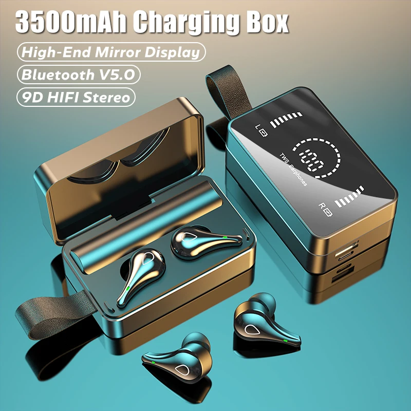 

Earphone Bluetooth-compatible With Mic 3500mAh Charging Box Wireless Headphones Noise Cancelling HiFi Earbud Waterproof Headsets