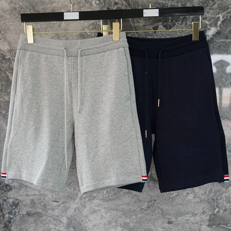 2023 Fashion New TB THOM Brand Casual Shorts Men Summer Cotton Casual Sports Trousers Solid Knee Length Jogger Beach Shorts