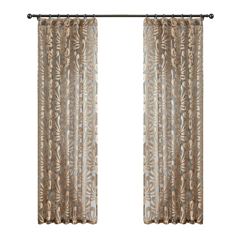 Жаккардовые прозрачные шторы для гостиной серебристые тюлевые с геометрическим