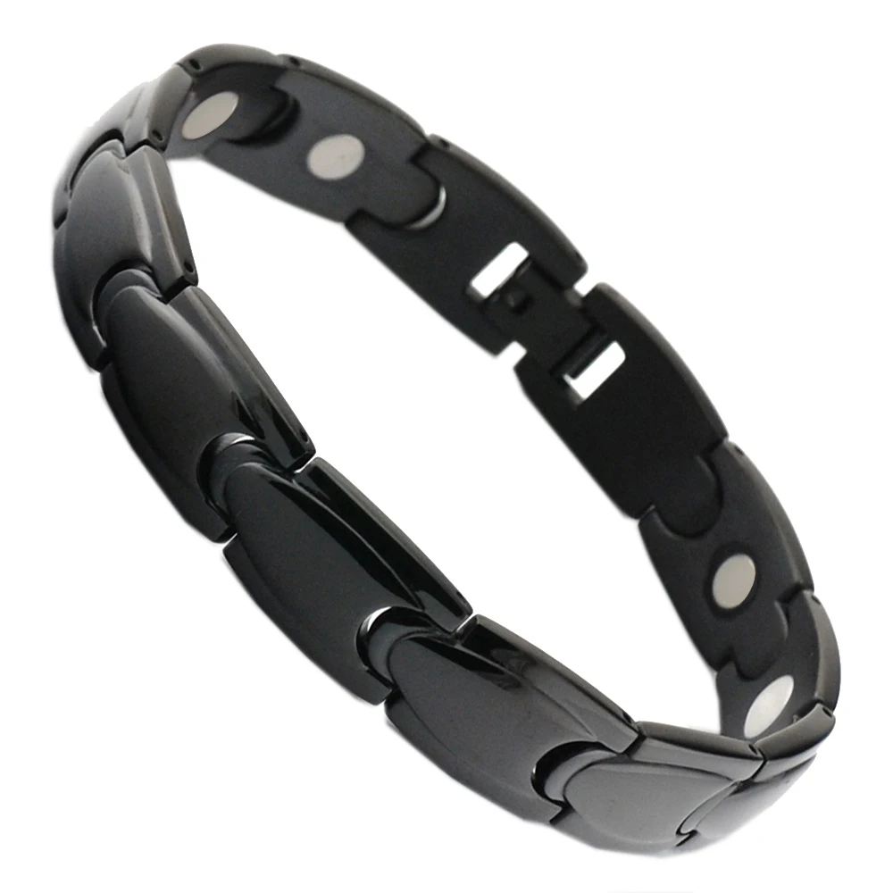 

Wollet Jewelry Birthday Gift for Boyfriend Dad Men Energy Health Germanium Black Stainless Steel Magnetic Bracelet For Men