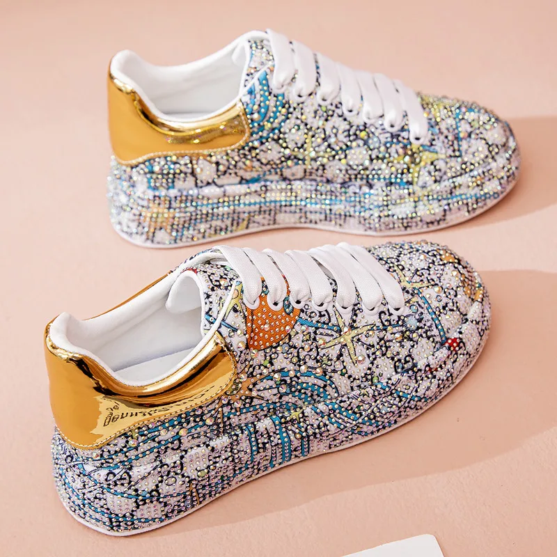 

AIYUQI Sneakers Women's Big Size 2021 New Color Rhinestone Fashion Women Loafers Platform Fashion Shiny Women's Shoes