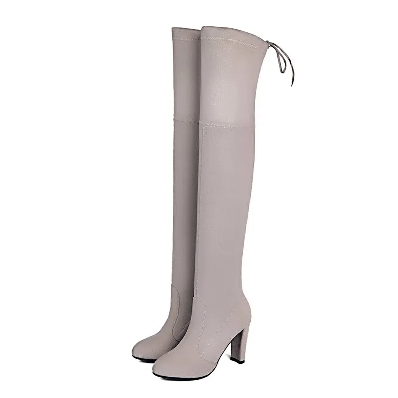 Lucyever/женские зимние сапоги на высоком каблуке пикантные Женские Сапоги выше
