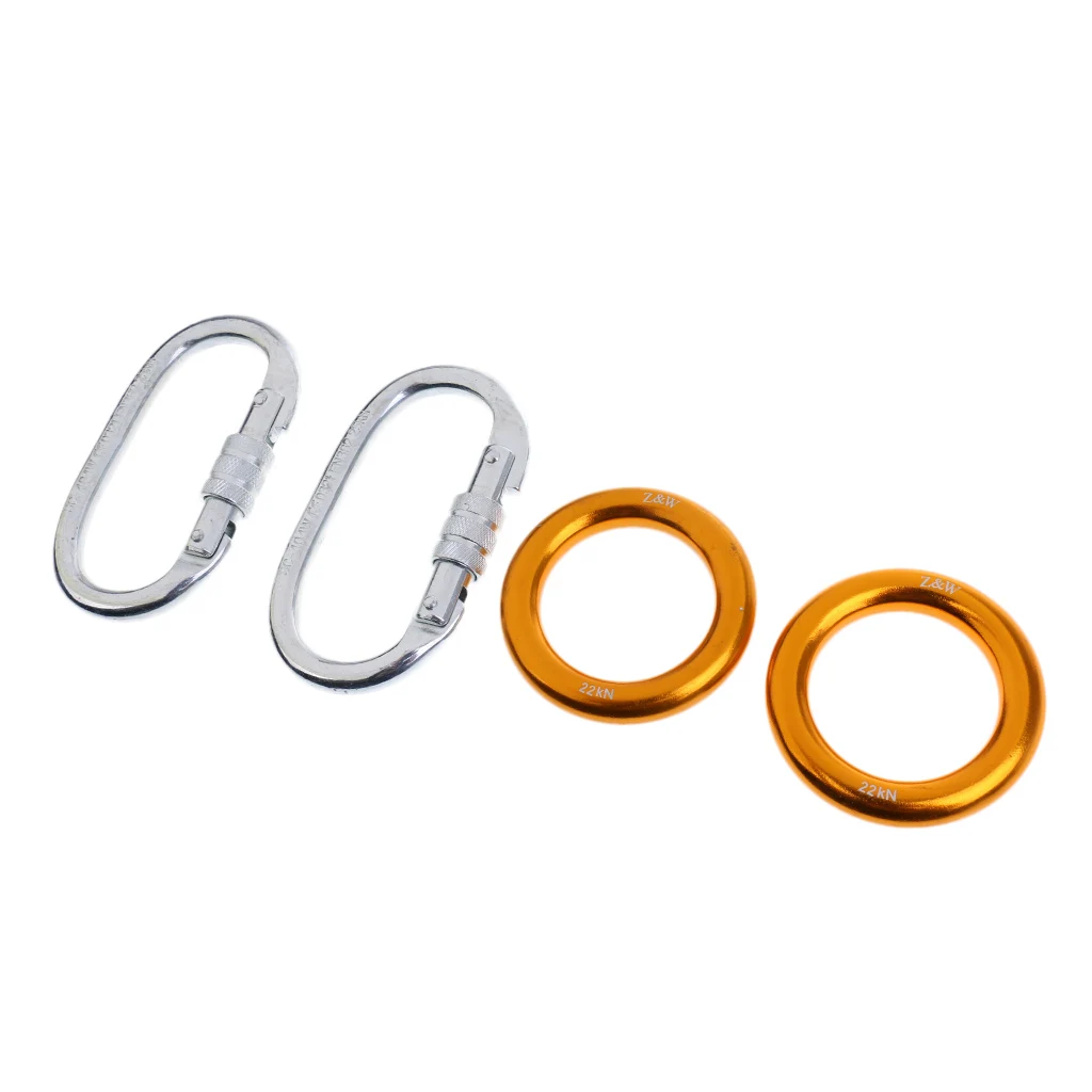 

25KN Climbing Carabiner & 22KN Rappel Ring Bail-outs For Aerial Yoga Hammock