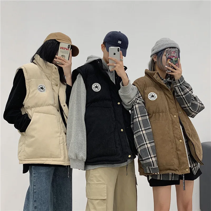 Новинка Зима 2019 мужской вельветовый хлопковый жилет парная свободная теплая