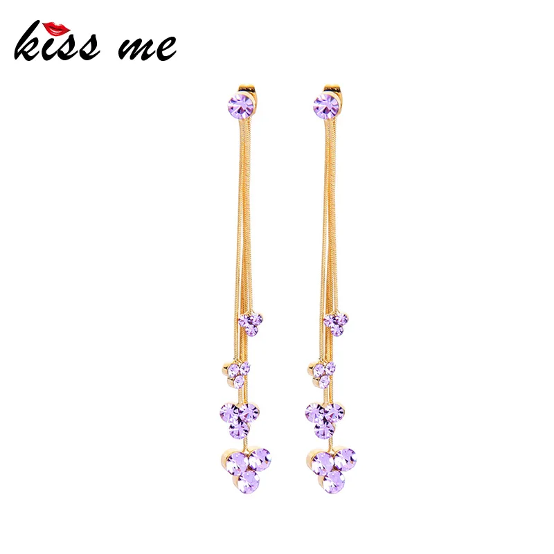 

kissme Unique Gold Color Long Chains Tassel Earrings For Women Gifts Delicate Multicolor Crystal Drop Earrings Fashion Jewelry