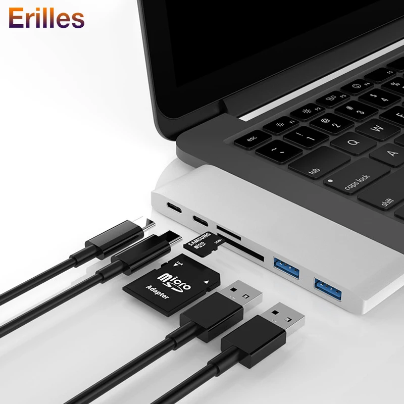 Для Macbook Air Pro usb хаб Type C для нескольких USB 3 0 Thunderbolt концентратор с TF SD слот чтения PD
