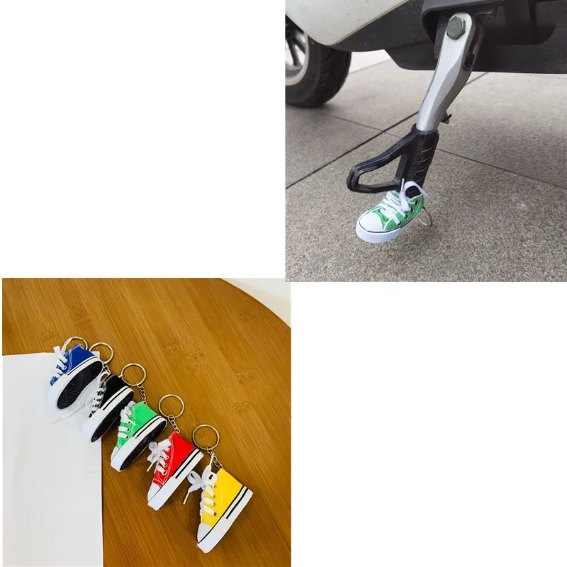 

Cute Mini Canvas Shoes Creative Tripod Cover for Motorcycle Bicycle Side Foot Support Bike Tripod Key Chain Hangings Cool Decor