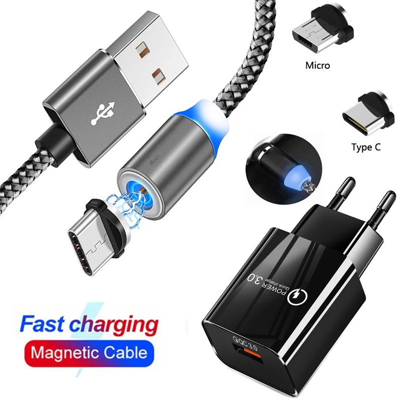 QC 3 0 USB зарядное устройство магнитный кабель для Xiaomi 8 9 SE A1 A2 A3 Mix 2 2S MAX POCOF1 CC9