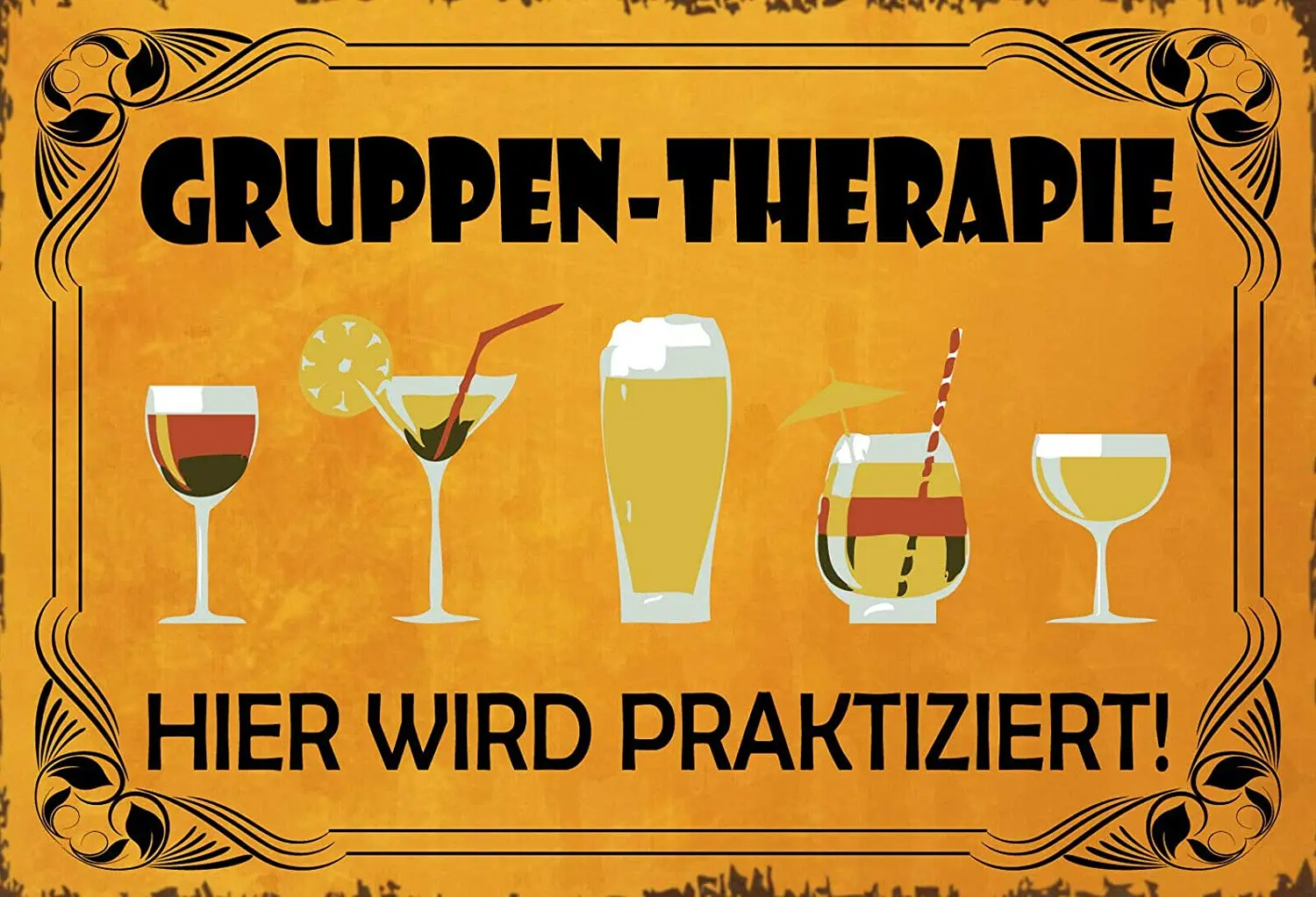 

Gruppen-Therapie Hier Wird Praktiziert! Metal Tin Sign Bar Cafe Home Kitchen Wall Decoration Sign 8x12 inch Tin Sign