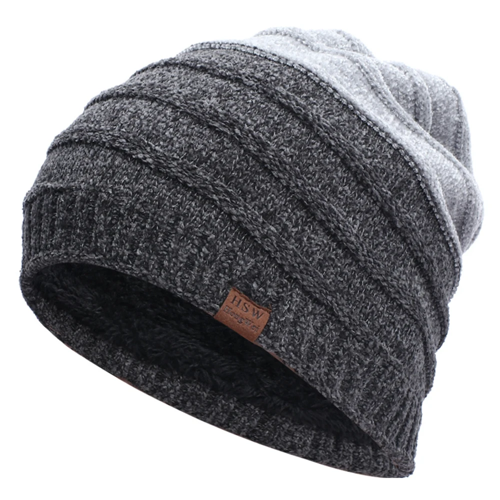 

Winter Men's Fashion Hat Warm Beanies Fashion Double Color Knitted Hat Outdoor Sportswear Solid Knitted Hat Men